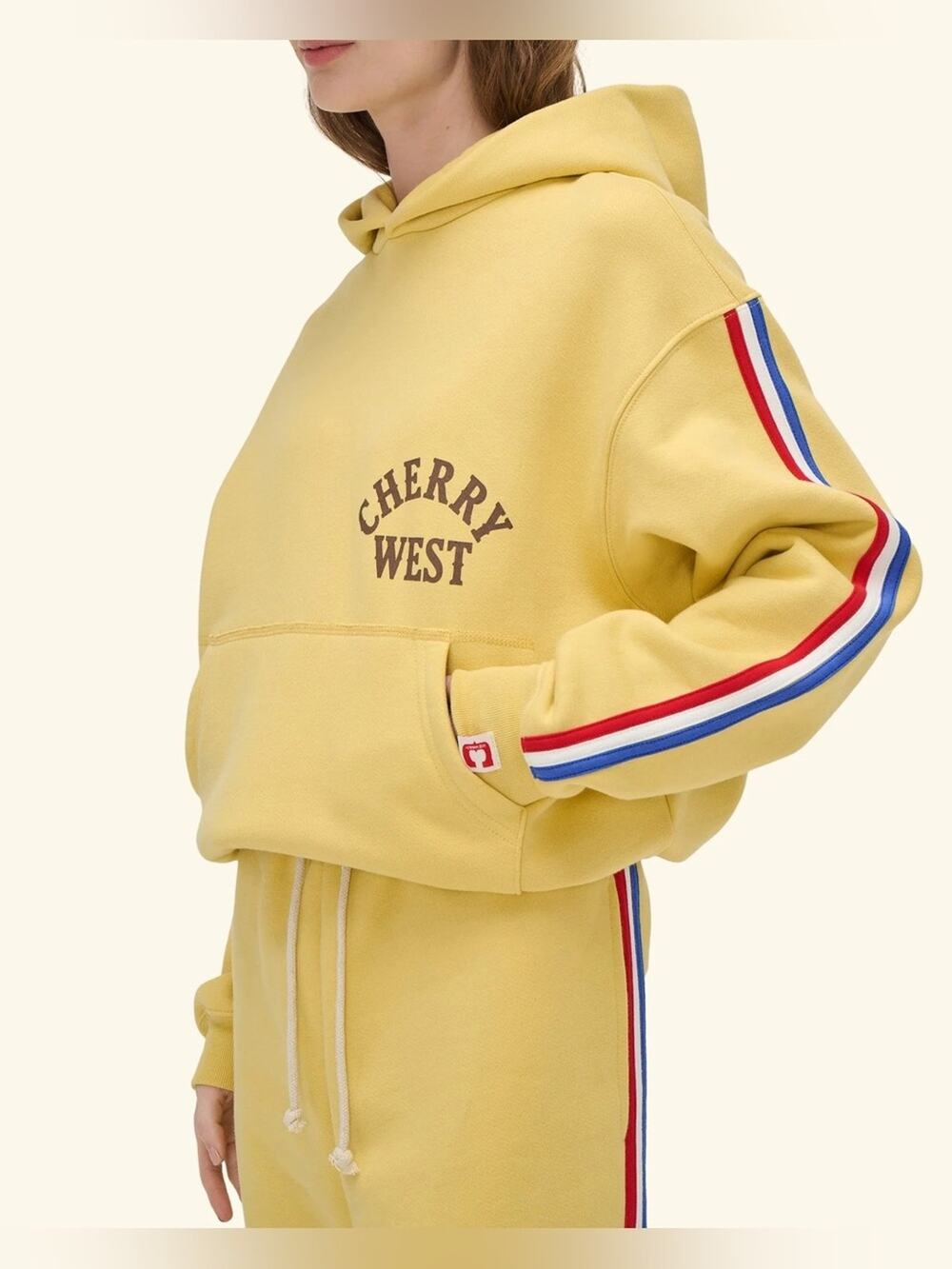 Cherry Los Angeles Striped Applique Hoodie “WEST” Small set butter striped